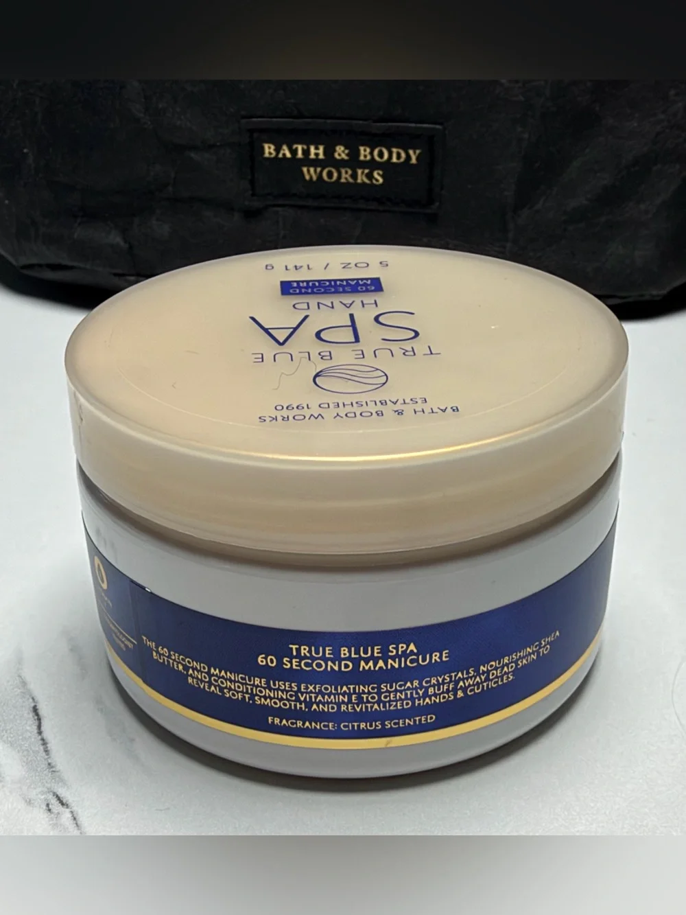 Bath & Body Works Black Tote with Blue True Blue Spa Creams Bundle
